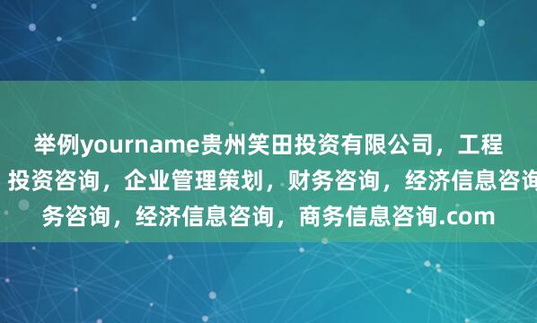 举例yourname贵州笑田投资有限公司，工程项目投资及投资管理，投资咨询，企业管理策划，财务咨询，经济信息咨询，商务信息咨询.com